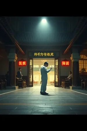 雾港第七夜竖版封面，深夜码头与雾中路灯